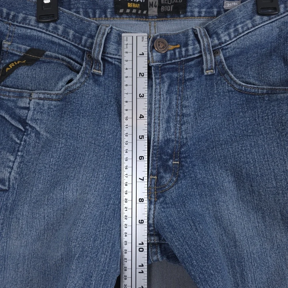 Ariat Rebar M4 Relaxed Bootcut Jeans Mens 32x34 (Fits 31x33) Carbine Blue Denim